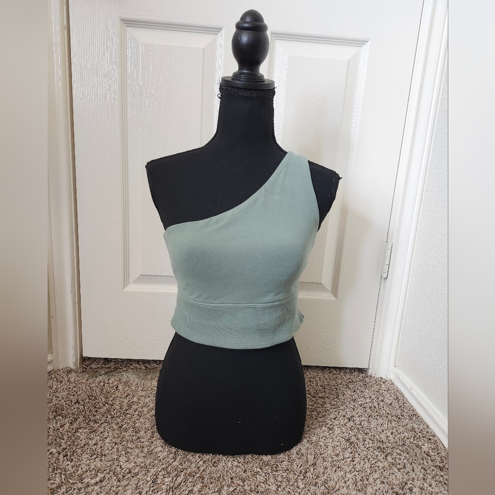 Bandolier One-Shoulder Sage Crop Top M